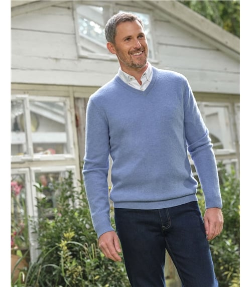 Mens Lambswool V Neck Jumper