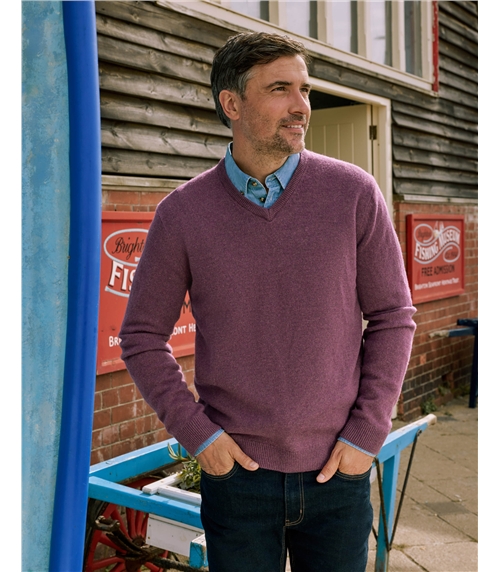 Mens Lambswool V Neck Jumper