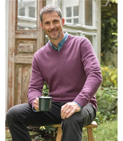 Mens Lambswool V Neck Jumper
