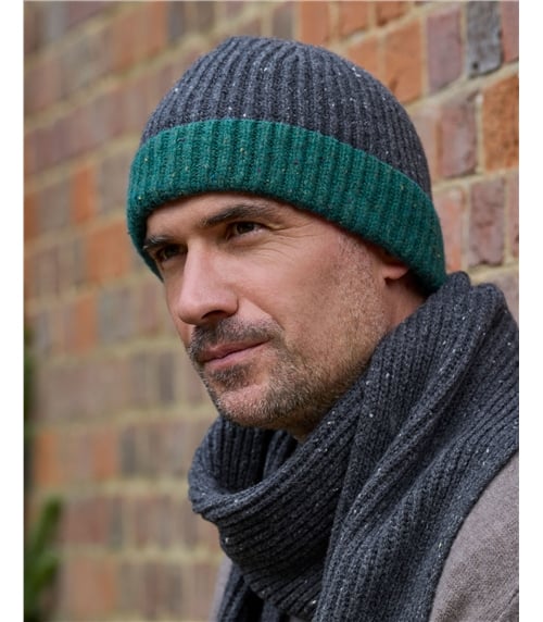 Mens Nep Yarn Colourblock Beanie Hat