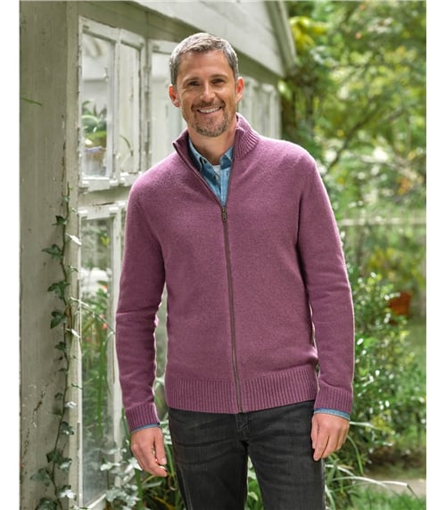 Strickjacke mit Reißverschluss aus Lammwolle für Herren