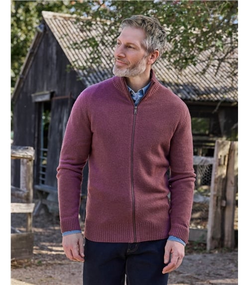 Mens Lambswool Lincoln Zipper Cardigan