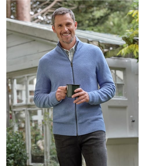 Strickjacke mit Reißverschluss aus Lammwolle für Herren