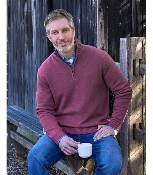 Mens Lambswool Zip Neck Sweater