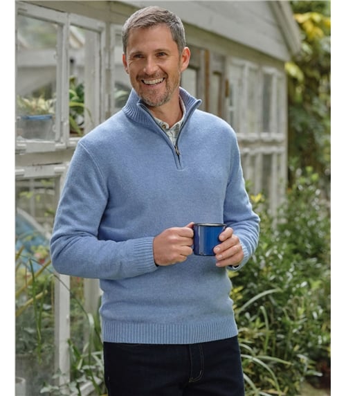Mens Lambswool Zip Neck Jumper