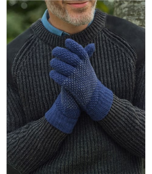 Mens Textured Stitch Stripe Glove