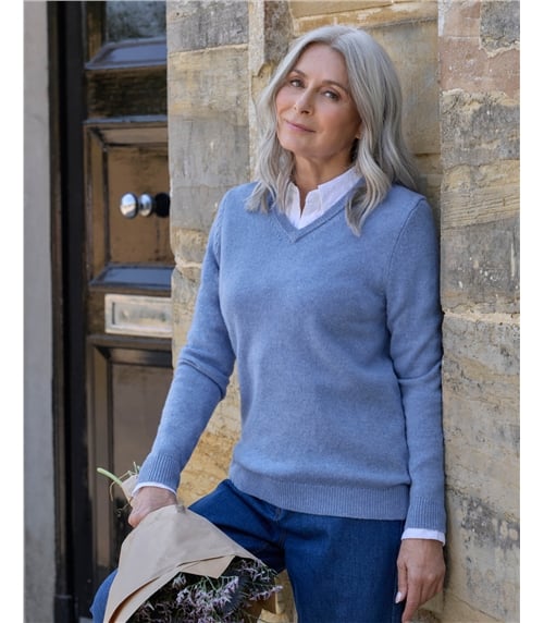 Womens Lambswool V Neck Jumper