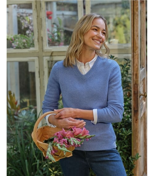 Womens Lambswool V Neck Jumper