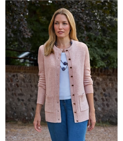 Lambswool Ladies Crew Neck Cardigan