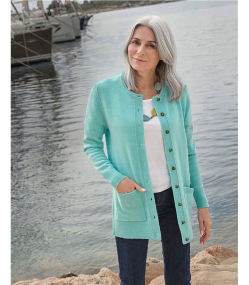 Lambswool Ladies Crew Neck Cardigan
