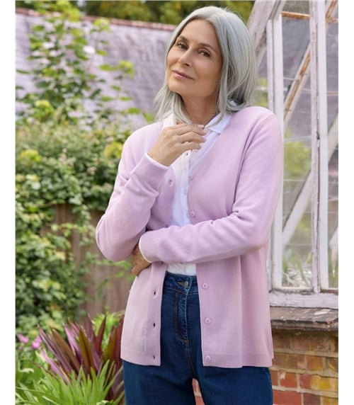 Cashmere Merino Classic V Neck Cardigan