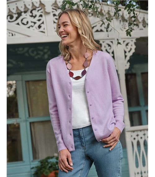 Cardigan classique à col V- Femme - Cachemire & Mérinos