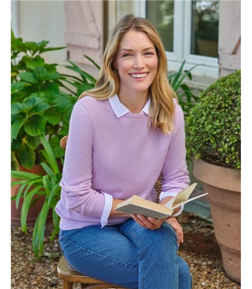 Strickjacke mit Rundhalsausschnitt aus Merino- und Kaschmirwolle für Damen