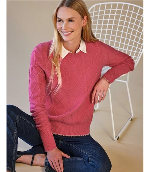 Cashmere Blend Cable & Frill Sweater