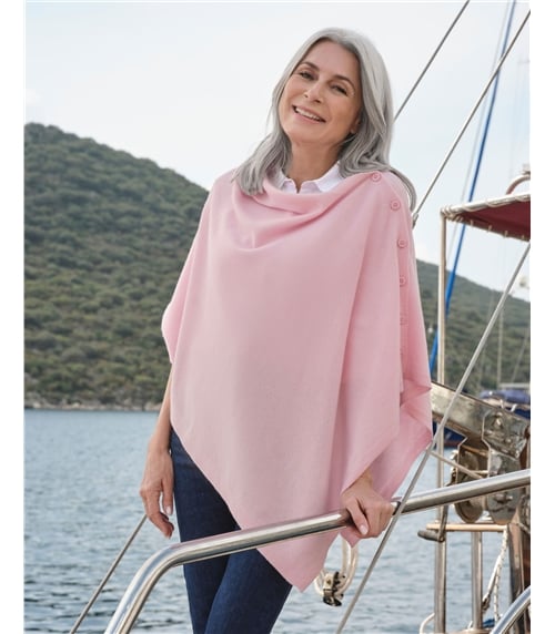 Cashmere Merino Blend Button Poncho
