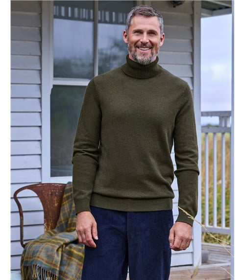 Pull à col roulé - Homme - Cachemire & Mérinos