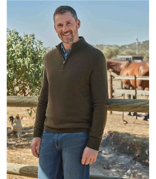 Cashmere and Merino Zip Neck Jumper