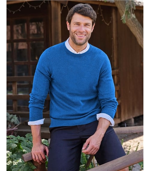 Pull à col rond - Homme - Cachemire & Mérinos