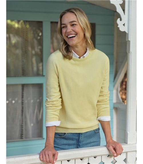 Pullover mit Rundhalsausschnitt aus Merinowolle und Kaschmir für Damen