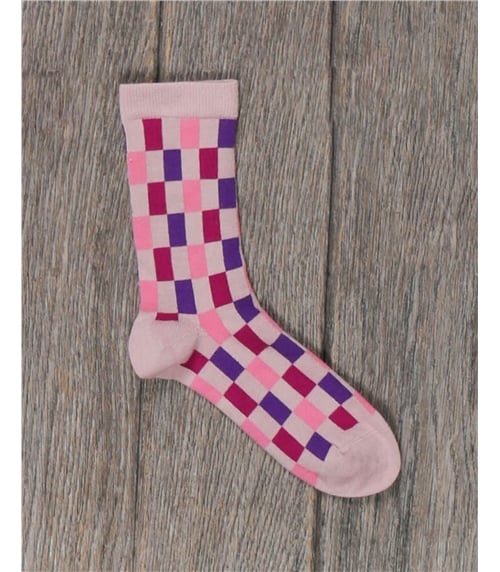 Womens Check Bamboo Sock