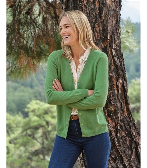 Cashmere Merino Classic V Neck Cardigan