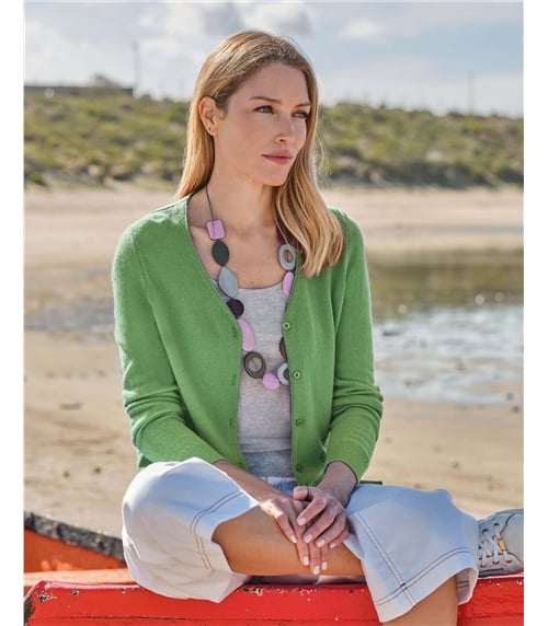 Cashmere Merino Classic V Neck Cardigan