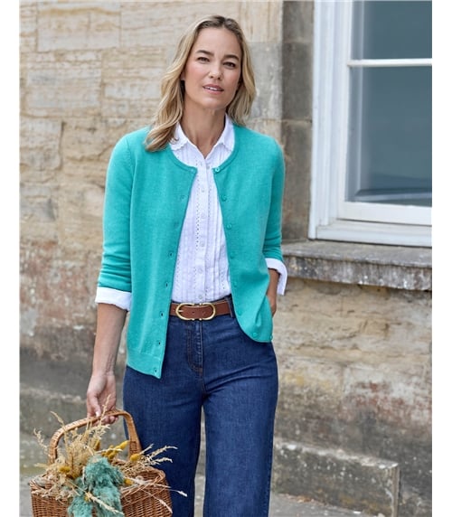 Cashmere Merino Crew Neck Cardigan