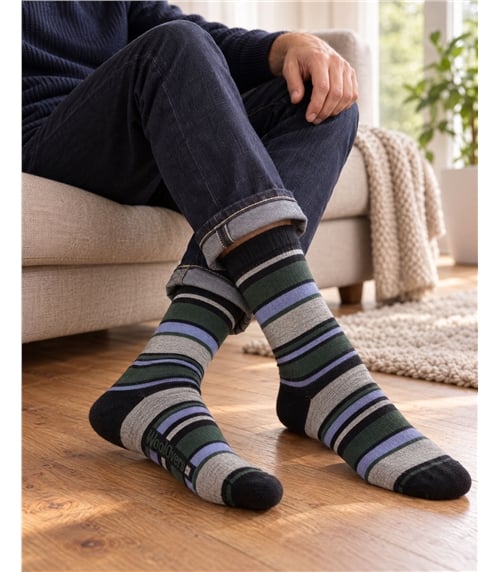 Mens Bamboo Variated Stripe Ankle Sock
