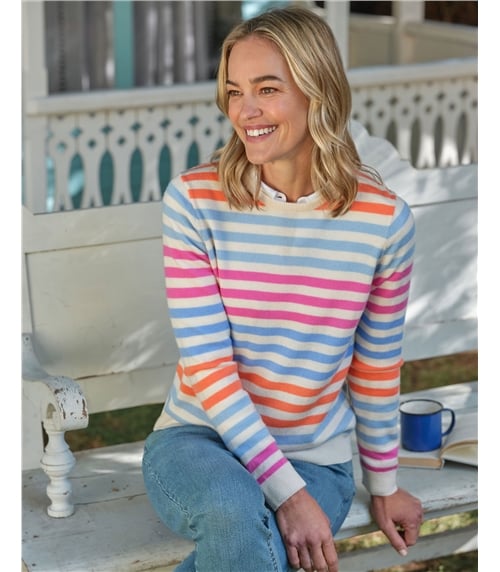 Pullover mit Rundhalsausschnitt aus Merinowolle und Kaschmir für Damen