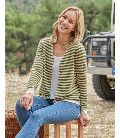 Cardigan classique à col V- Femme - Cachemire & Mérinos