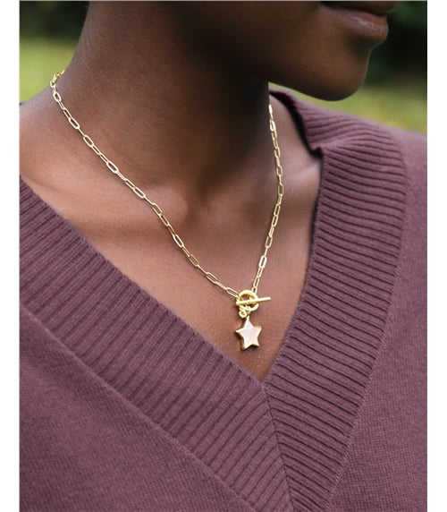 Gold Plated Mother Of Pearl Star Necklace