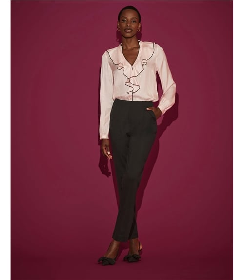 Contrast Piping Frill Shirt
