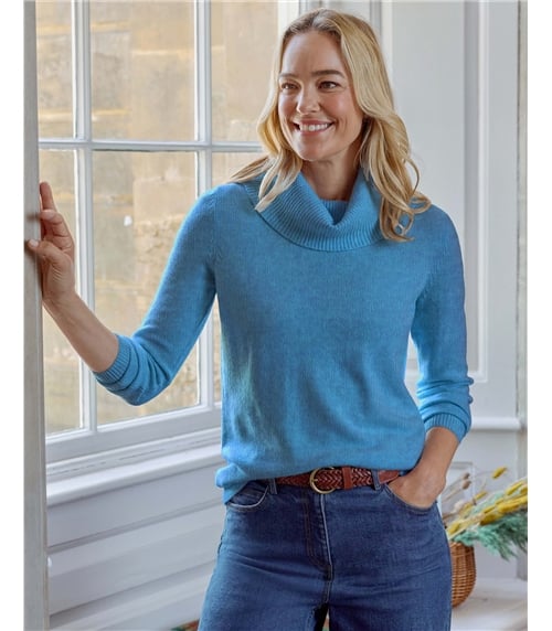 Cashmere And Merino Long Sleeve Cowl Neck Jumper