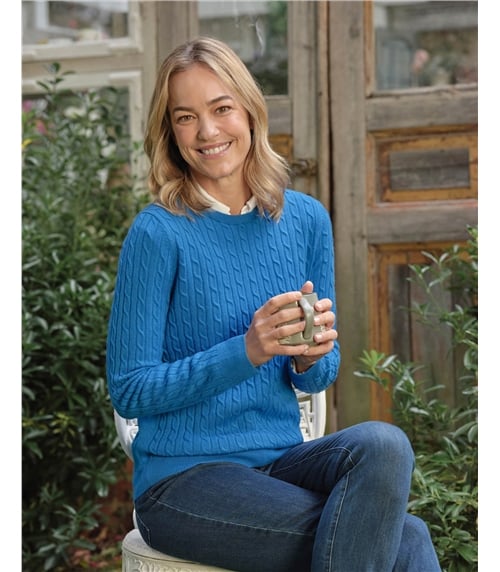 Cashmere Merino Cable Crew Neck Jumper