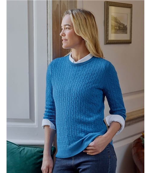 Cashmere Merino Cable Crew Neck Jumper