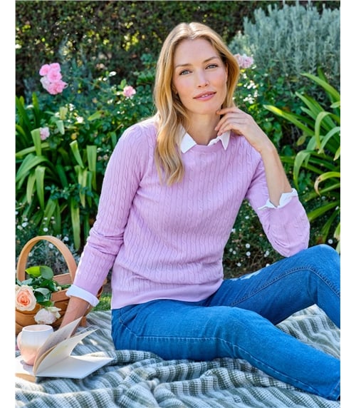 Pull torsadé à col rond - Femme - Cachemire & Mérinos