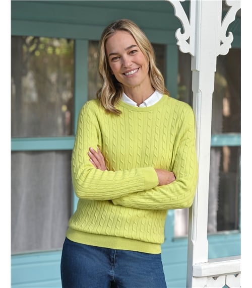 Cashmere Merino Cable Crew Neck Jumper