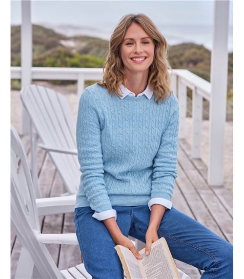 Cashmere Merino Cable Crew Neck Jumper