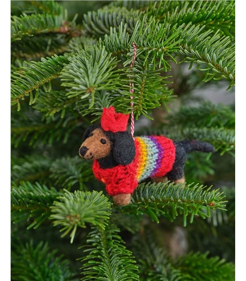 Monty Sausage Dog Christmas Decoration