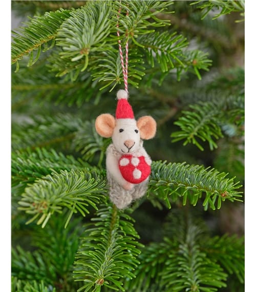Baby Mouse With Mushroom Christmas Decoration