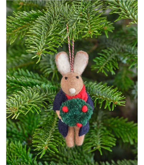 Ruby Rabbit With Wreath Christmas Decoration