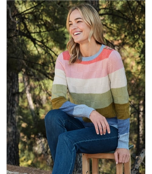 Mixed Stitch Colour Block Jumper
