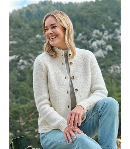 Veste à col cheminée en laine bouclée