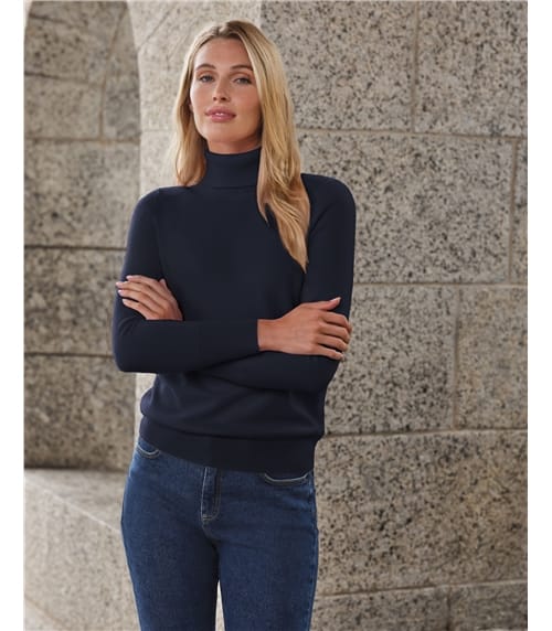 Womens Cashmere Polo Neck Sweater