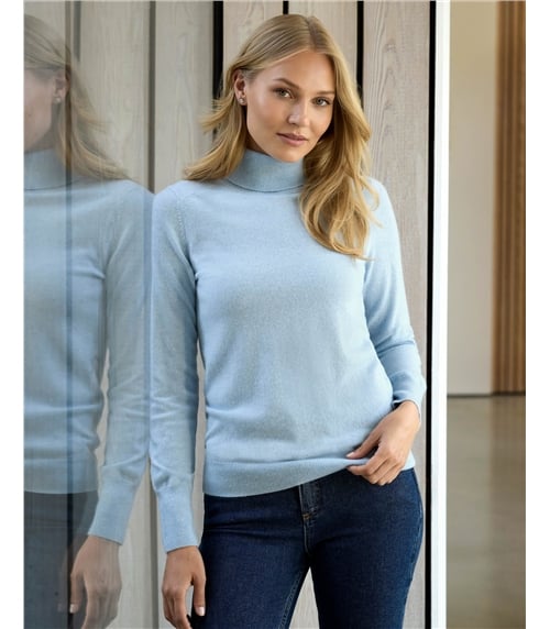 Womens Cashmere Polo Neck Sweater