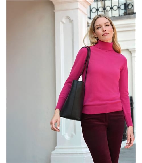 Womens Cashmere Polo Neck Sweater