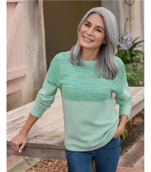 Pull color block torsadé à mailles envers - Femme - 100 % coton