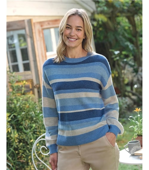 Blau gestreifter Pullover