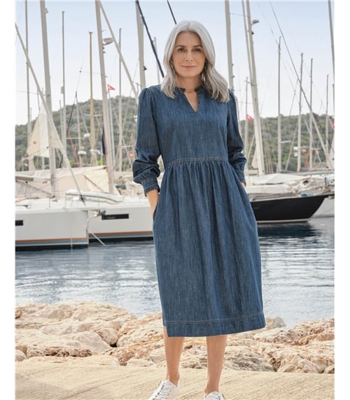 Frill Collar Denim Dress