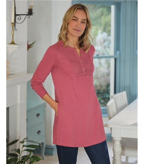 Broderie Bib Jersey Longline Top